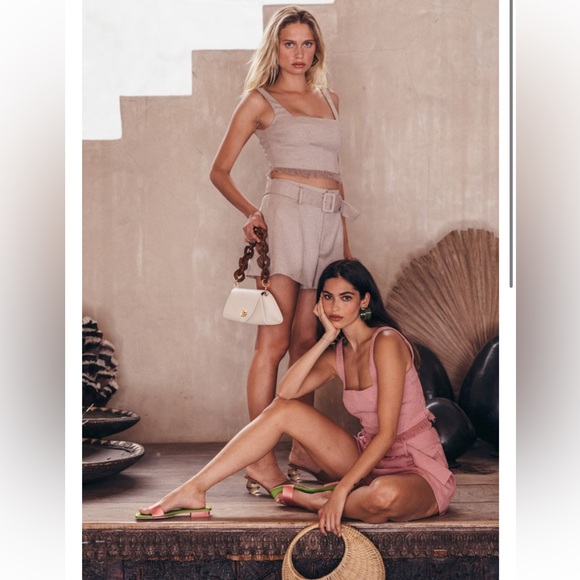 Cult Gaia Women's Nixie Fringed Woven Crop Top & Shorts - Picture 6 of 8